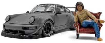 Solido RWB Bodykit American Diorama 2024 - Diecast Modellauto mit Figur, Limitierte Tuning Edition, detailreiche JDM Miniatur, Nardo grau, 1:18