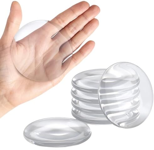 6 Pack Clear Silicone Self-Adhesive Shockproof Door Knob Wall Protectors | Tool-free installation, leaves no sticky residue, cushions impact quietly, ideal for home, office, cabinets and fridge doors
