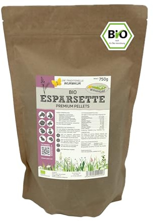 Esparsette Cobs Bio (750g), WiesenGold® Bio-Esparsette Pellets/Cobs – Probierpackung - Premium Futter, naturnaher Anbau, Heimtierfutter, natürliche Wurmkur, Kleintierfutter