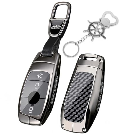Rondrive Autoschlüsselhülle Passt für Mercedes EQA A B C E G M R S V Klasse W177 W205 W213 W247 CLA GLA GLB GLC GLE Schlüsselhülle Metallgehäuse Kratzfest Schlüsselschutz mit Schlüsselanhänger