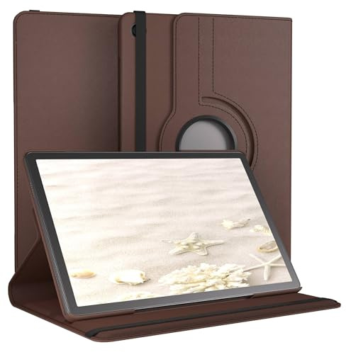 EAZY CASE - Tablet Hülle für Samsung Galaxy Tab A11 Plus Schutzhülle 11 Zoll Smart Cover Tablet Case Rotationcase zum Aufstellen Klapphülle 360° drehbar mit Standfunktion Tasche Kunstleder Braun