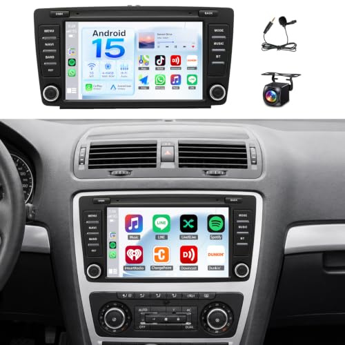 JAWSEU 4G+64G Radio Coche para Skoda Octavia 2 MK2 Rapid Yeti Suparab | Pantalla Táctil 8 Pulgadas con Android Auto Inalámbrico CarPlay 2 DIN Radio GPS FM WiFi 5G Bluetooth 5.0 HiFi Android 15