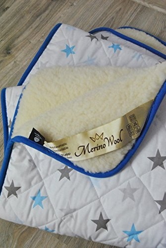 Merino Wolle Kinder Bettdecke Schurwolle Übergang Kinder Decke (75x100cm, Blue)