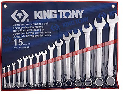 KING TONY 1215MR02 Lot de 15 clés mixtes avec pochette en nylon 6 mm à 32 mm