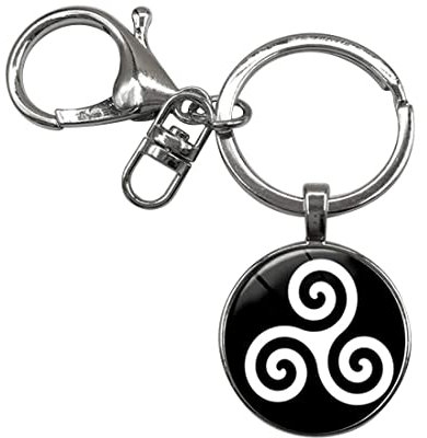 Porte-clés, bijoux de sac symbole triskel triskelion, acier.