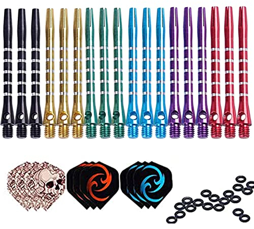 DAHI Dart Zubehör Dart shafts+ Dart Flights +Dart gummiringe - 18 STK Dart Flights,9stk Dart Flights und 20stk Dart gummiringe(shafts+Flights)