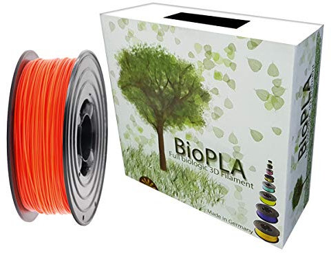Bio PLA Filament 1,75mm 1kg Spule Full Biologic PLA Filament 1000g für alle 3D Drucker (Neon Rot)