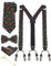 JEMYGINS Hosenträger Herren Schwarzgrün. Weihnachts geschenk in Seide Weihnachten begrenzt 3.5cm Y Form mit 6 starken Clips Weihnachtsgeschenke und Krawatte Fliege Einstecktuch Set Geschenkbox(2)