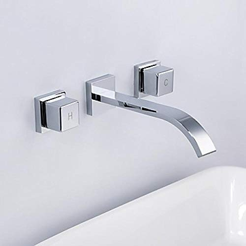 rubinetto cucina rubinetto bagno miscelatore bidet rubinetto bidet rubinetti bagno senza piombo Lavandino del bagno Rubinetto a parete Cromo Grande Due maniglie Tre fori/ottone