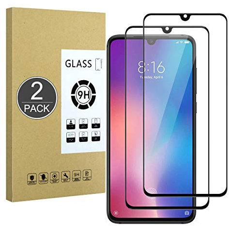 E-Hamii Película Cobertura Completa Compatible con Xiaomi Mi 9[Negro],[Pantalla Completa Pegada][Antiarañazos] Cubierta Protectora Vidrio Templado Premium 9H Premium,para Xiaomi Mi 9