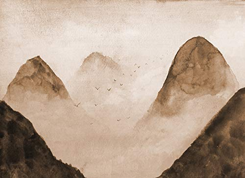 Livingwalls Fototapete Designwalls Vliestapete Misty Rocks Tapete Berge in Beige, Braun, Creme, Taupe 350 x 255 cm XXL Wandtapete Wandbild 118612