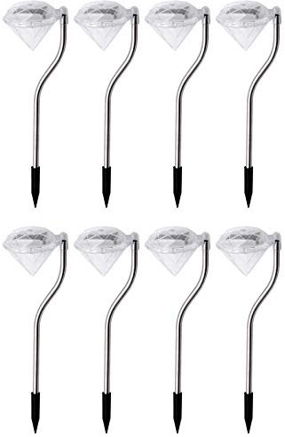 HAC24 8x Edelstahl LED Solar Gartenleuchte Diamant Farbwechsler Solarlampe Solarleuchte Deko Garten Leuchte Lampe Solarlicht