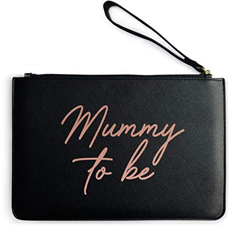 Purple Print House Womens Rose Gold Mummy to Be Clutch Bag - Personalised for Mum to Be - Baby Shower Mum, One Size, Black