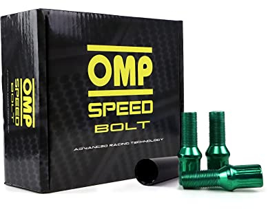 OMP Speed Juego de 20 Tornillos Acero de Colores M12X1.5 Llave de 17/19 Largo 27mm Color Verde y Material DIN 10.9