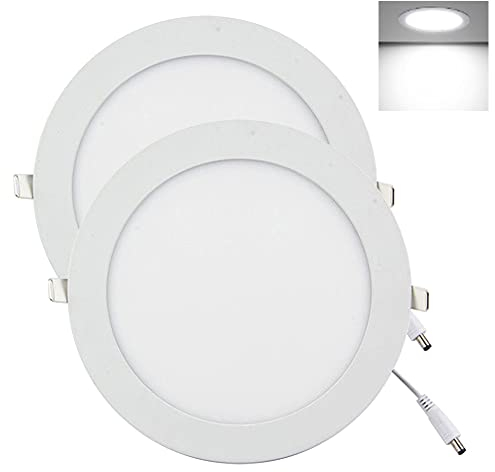 YULIN SUN® Downlight LED 12W Ojos de Buey Focos LED Empotrables en Techo Blanco Frío 6500K Extraplano 9mm, Ф150-160 mm, Incluye Transformador, Pack 2