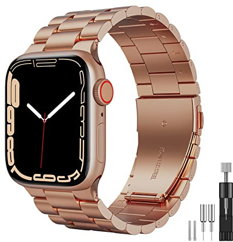 owlhold Compatibile con Cinturino Apple Watch 38mm 40mm 41 mm, Cinturino in Avanzate Acciaio Inossidabile Ricambio Compatibile iWatch Serie 10/9/8/7/6/5/4/3/2/1/SE per Uomini e Donne -Oro Rosa