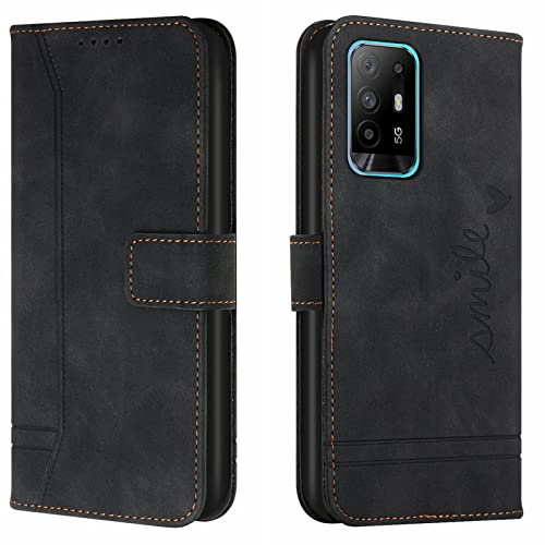 Lihondar Kompatibel mit Oppo A94 5G/A95 5G/F19 PRO + 5G/Reno 5 Z 5G Hülle, Klappbar Handyhülle Klapphülle mit Kartenfach Handy Schutzhülle Tasche Leder Wallet Flip Case Slim Book Cover (Schwarz)