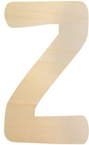 Unfinished Wooden Letter Z, 12 Inch Capital Alphabet for Crafts | Paintable 5mm thick wood monogram sign, nursery wall decor, personalized hanging kids name DIY, flat back for glue