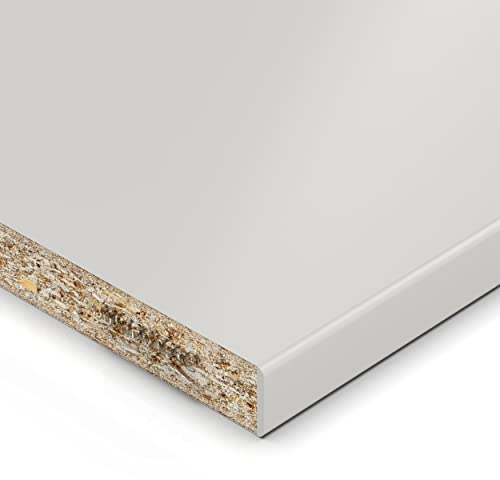 AUPROTEC 19mm Spanplatte Zuschnitt grau melaminharzbeschichtet Länge bis 200cm Dekorplatten Zuschnitte mit Umleimer Auswahl: 10 x 50 cm (ABS Kante Lange Seite)