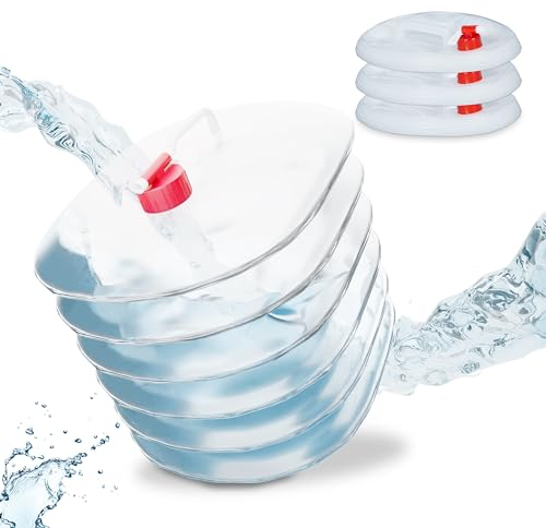 Relaxdays Pack 4 Bidones Plegables, Garrafas Agua Ovaladas, Grifo y Asa, de 15 litros, Plástico sin BPA, Transparente, Gomaespuma