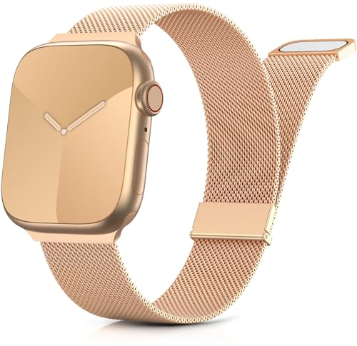 Yoohoo Armbänder Kompatibel mit Apple Watch Armband 40mm 41mm 42mm 46mm 45mm 44mm 38mm 49mm, Milanaise Edelstahl Metall Ersatz Armband für iWatch SE Series 10 9 8 7 6 5 4 3 2 1 Ultra Damen Herren