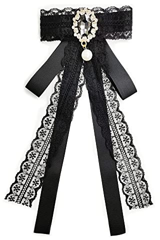 Hezhou Bowknot Broche Noeud en Dentelle Broche Noeud élégant Cravate Broche Bijoux Noeud Papillon Broche Noeud de Chemise pour Femme Perle Noeud Broche nœud papillon réglable vintage pré-noué