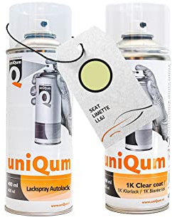uniQum Spraydose Autolack + Klarlack für SEAT LIMETTE LL6J Autolack Reparatur 2x 400 ml