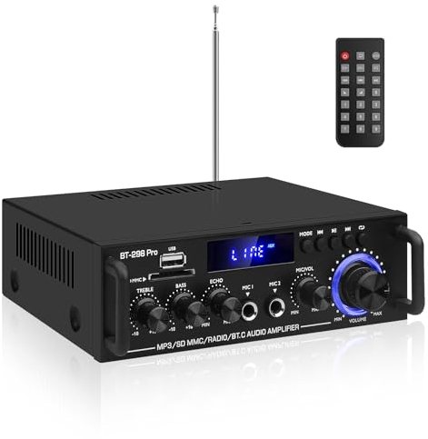 HiFi Stereo Verstärker BT-298Pro Bluetooth 5.0 Audio Leistungsverstärker Empfänger 2.0-Kanal 50W x 2 Max. 600W Mini Audio Ampfilier für Heimlautsprecher (BT-298A Aktualisierte Version)