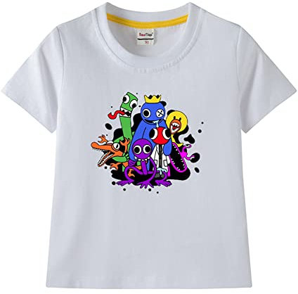 Zhongkaihua Rainbow Friends Manica corta Lunghezza T Shirt, Teen Girls Ragazzi Estate Casual Anime Manica Corta Lunghezza, Cute T Shirt, Cartoon Game Tops Abbigliamento