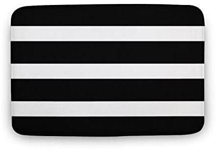 Gestreifte schwarz-weiße Badematte, rutschfest, Badezimmerteppiche, weich, saugfähig, Badteppich für Badezimmerboden, 45,7 x 76,2 cm