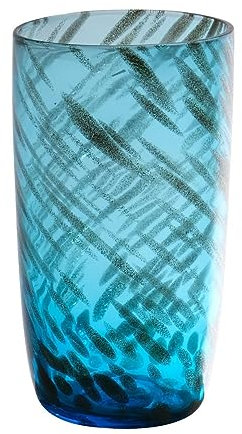 INNA-Glas Tischvase MARICAR aus Glas, mit Muster, blau-Gold-klar, 14,5 cm, Ø 8 cm - Farbige Vase