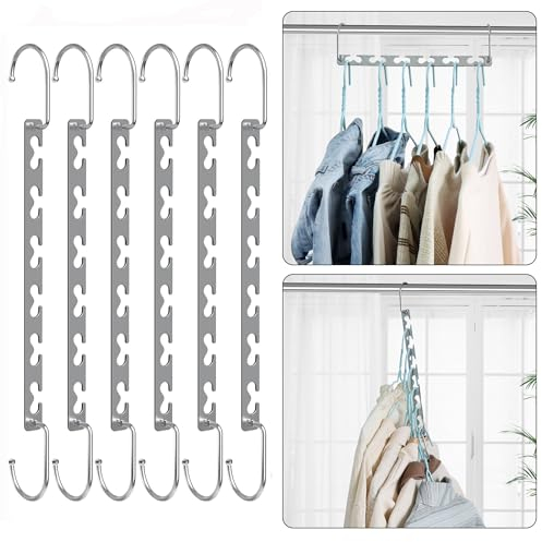 Cycleacc Kleiderbügel Platzsparend, Metall Magische rutschfeste Kleiderbügel, Schrank Organizer Multipurpose Clothes Hanger für Hosen Hemden Jeans (6 Stück)