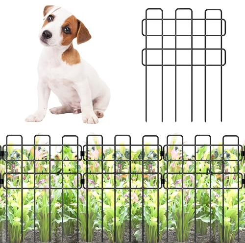 ShopLaLa Garden Fence Animal Barrier (10 Panels) 12in(L) x 16.5in(H) Small and Short White Metal Wire Fencing Decorative Flower Bed Edging for Landscape Plant Protector Dog Fences Yard Outdoor Decor