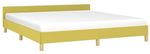 vidaXL Bettgestell mit Kopfteil, Bettrahmen mit Lattenrost, Bett Polsterbett mit Stützbeinen, Schlafzimmerbett Doppelbett, Grün 180x200cm Stoff