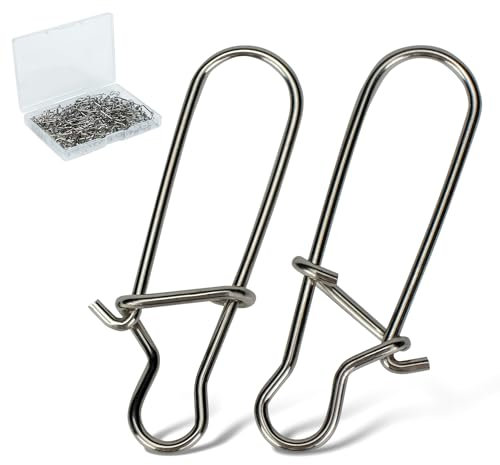Piscorush 50/100 Stück Angel Duo Lock Snaps mit Box Wirbel Snap Wirbel Karabiner Angelwirbel Zubehör Wirbel Angeln Angelzubehör #000-#10 (Größe #000 / 7lb, 100er Pack)