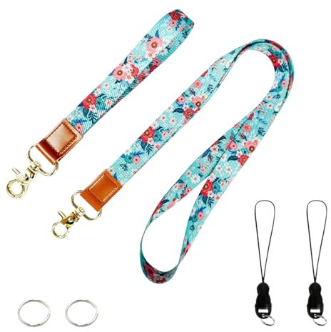 PAITOK Nackenband und Handgelenkband Set mit Metallkarabiner Personalisiertes Band mit zwei Metall-Schlüsselringen für Ausweishalter Schlüssel Anhänger