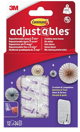 Command Almohadillas de fieltro ultrarresistentes con bordes redondeados, 12 unidades, grises y blancas, 24 x 22 mm