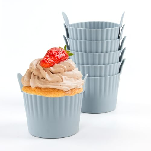Aovksoed Ramekins for Air Fryer, Air Fryer Egg Mould,Silicone Moulds, Large Muffin Cases for Air Fryer, Set of 6 -Grey