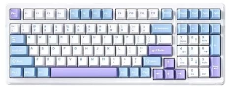 EPOMAKER x AULA F99 Wireless Mechanical Keyboard, Hot Swappable Gasket Custom Gaming Keyboard with Five-Layer Padding, Bluetooth/2.4GHz/USB-C, 8000mAh Battery (White Light Blue, Graywood V3 Switch)
