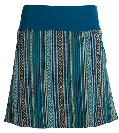 Vishes Damen Minirock Ethno-Style in Türkis I Größe 3XL (44) I Bequem & modisch für Alltag & Freizeit I 100% Baumwolle I Für warme & kalte Monate I Nachhaltige Alternative Bekleidung