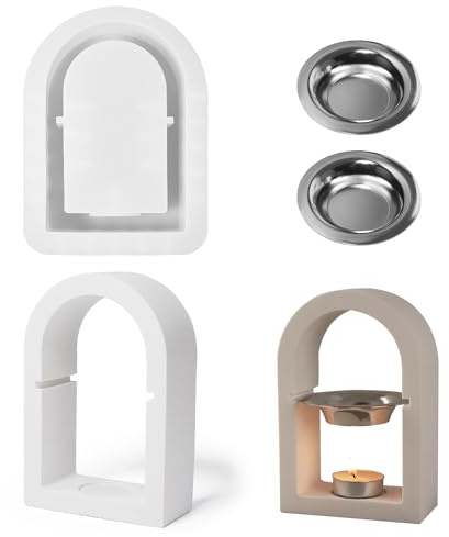 JS MOLD Silikon-Aromatherapie-Brennerform,Quadratische,Hexagon,U-förmige Aromatherapie-Tassenform,Räuchergefäß Silikonformen Mit 2 Zubehör,Silikonform Beton Silikon Gießform (U-Form)