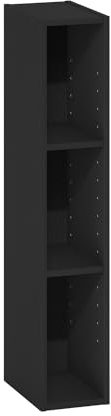 Furinno Fulda 3-stufiges, platzsparendes Aufbewahrungsregal, Bücherregal, 15 cm Breite, Schwarzes Holz