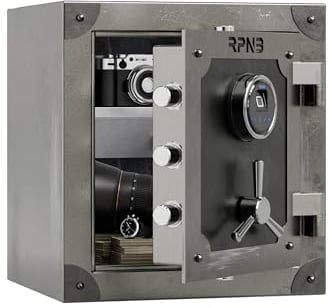 RPNB Biometrischer Tresor, Fingerabdruck Tresor im Retro-Stil mit Touchscreen, Schmuckschublade im Inneren, Großer Heimtresor, Perfekt für Home-Office-Hotels, 48L