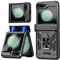 ELESNOW for Samsung Galaxy Z Flip 6 Case with Hinge Protection & Screen Protector, Rotatable Ring Stand Rugged Armor Shockproof Phone Case Cover for Samsung Galaxy Z Flip6 5G (Black)