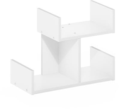 Furinno Hermite Wooden Desktop Bookshelf Storage Organizer for Home and Office Supplies, White