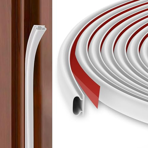 Hejo Burlete Puerta Entrada, 6M Tira de Sellado Burlete Bajo Puerta, Burletes para Puertas Ventanas Aislante Tira Sellado, Goma Burlete Puerta para Sellar una Brecha de 2,5 mm a 6 mm(Blanco)