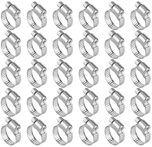 Juego de 20 Abrazaderas Metalicas de Manguera de Acero Inoxidable 304, Abrazaderas Ajustables de 16 a 25 mm, para Sanitarios, Automóviles, Piscinas, Coches, Estanques y