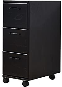 Commode en bois de paulownia avec roulettes pour le rangement du salon, couleur noyer noir, 20 x 42 x 62 cm