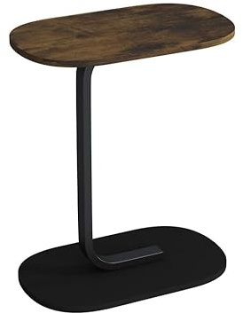 URBNLIVING C Shaped Oval Side End Wood & Metal Table for Bedside, Couch, Sofa, Perfect for Living Room, Bedroom, Office - Compact Multi-Functional Design