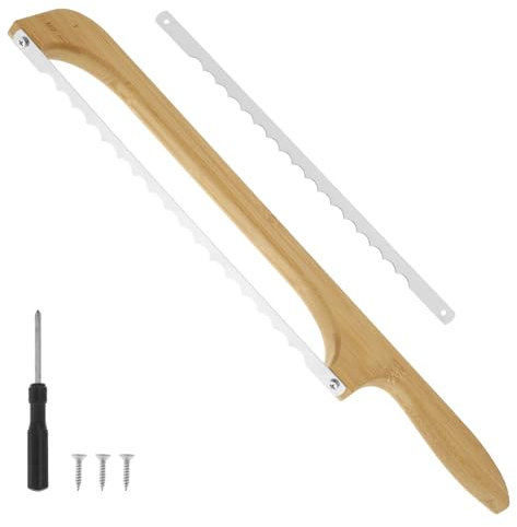 Bread Knife Wooden Bread Bow Cutter with 2 Blade Professional Bread Knife for Homemade Bread with Handle Bread Bow Saw Knife Bread Knifes for Sourdough, Cakes, Shelled Fruit, Etc